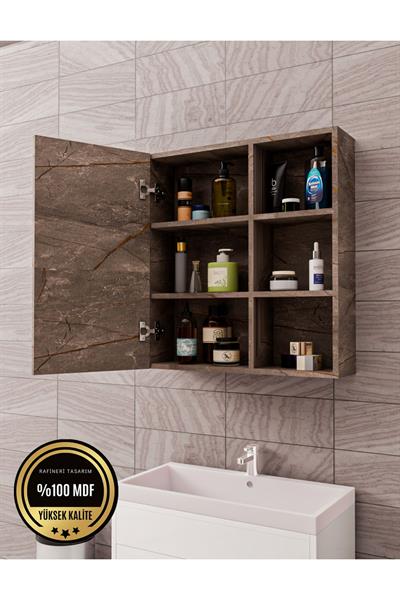 DF16102GD Tek Kapaklı Aynalı Banyo Dolabı Lavabo Üstü Dolap Çok Amaçlı Banyo Dolabı