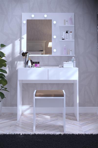 DF02104B Tabureli Çekmeceli Işıklı Aynalı Makyaj Masası
