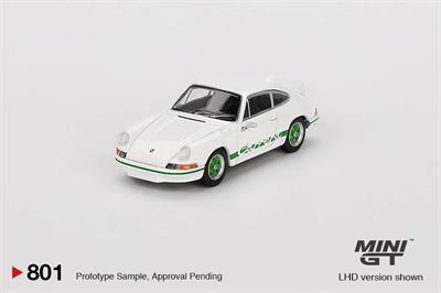 Mini GT - Porsche 911 Carrera RS 2.7 Grand Prix White with Green Livery - Blister Paket MGT00801-BL1:64