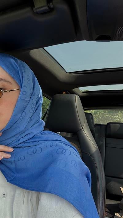 İmannoor Zincir Desen Pamuk İpek Şal Açık Mavi