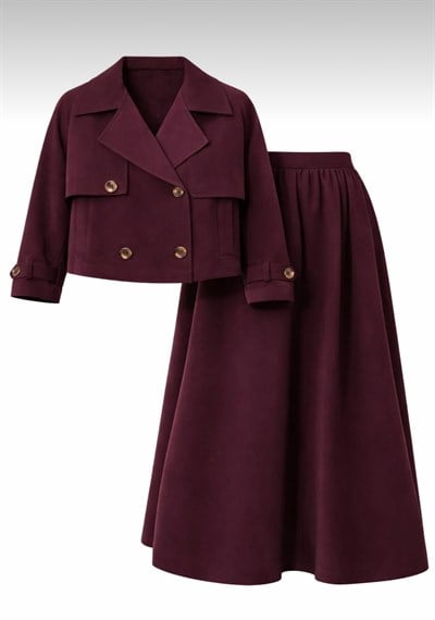 Trenckot etek takım - Bordo
