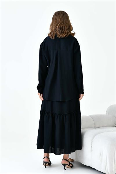 FTZ30873 Keten Etekli Takım Siyah