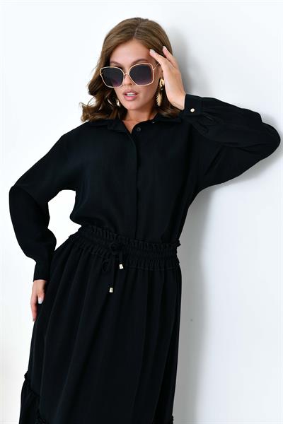 FTZ30873 Keten Etekli Takım Siyah