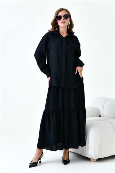 FTZ30873 Keten Etekli Takım Siyah