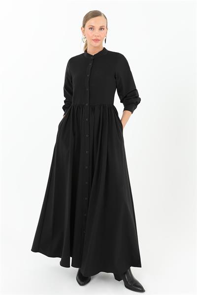 PN12551 Mocca Elbise Siyah