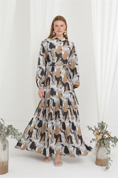 MOZAİK ELBİSE CAMEL