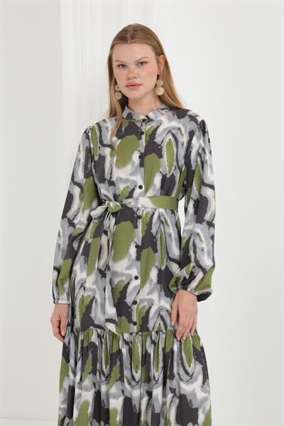 MOZAİK ELBİSE YEŞİL