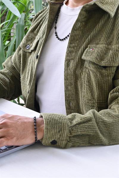 316 L Çelik Erkek Siyah Topçuk Kolye