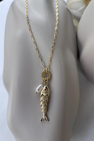 Çelik Gold Balık Kolye