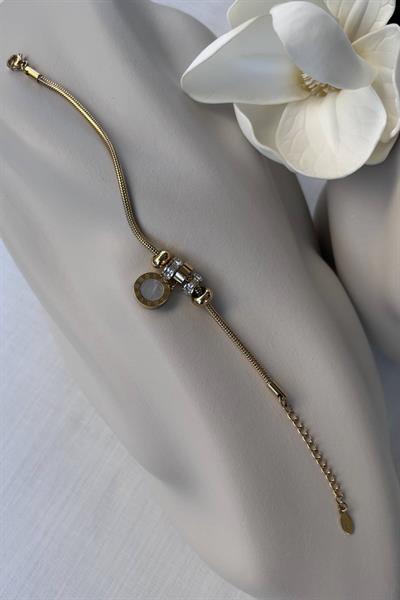 Çelik Gold Charm Bileklik