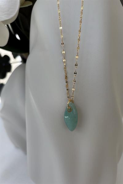 Çelik Gold Doğal Taş Kolye