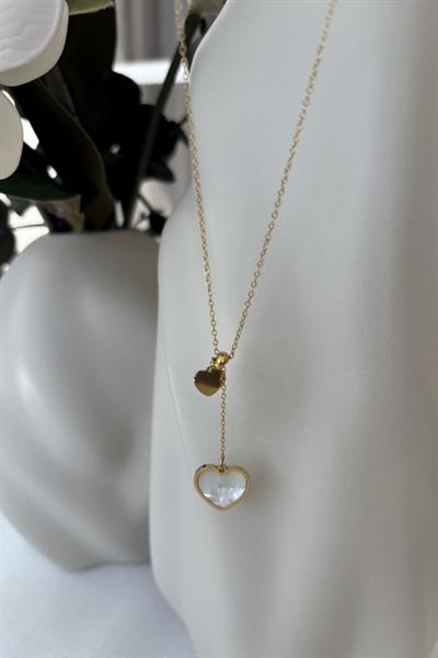 Çelik Gold İkili Kalp Kolye