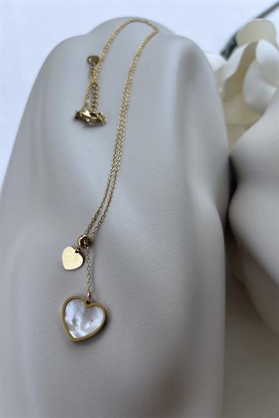 Çelik Gold İkili Kalp Kolye