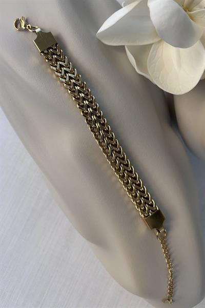 Çelik Gold Kalın Hasır Bileklik