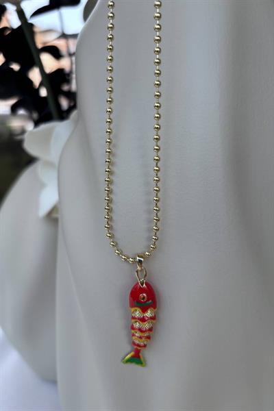 Çelik Gold Kırmızı Balık Kolye