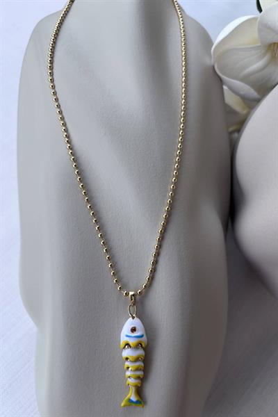 Çelik Gold Sarı Balık Kolye