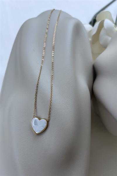 Çelik Gold Sedef Kalpli Kolye