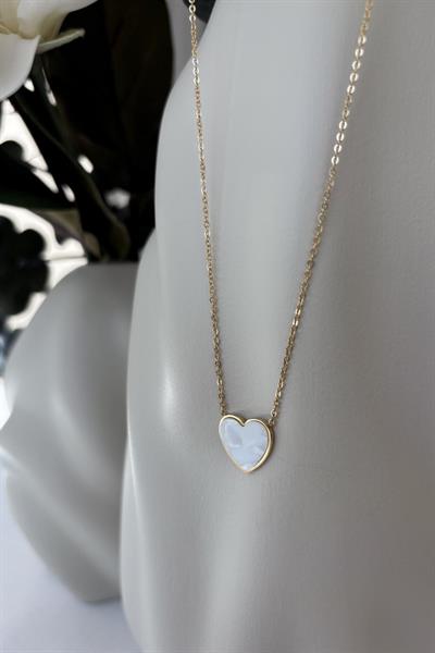 Çelik Gold Sedef Kalpli Kolye