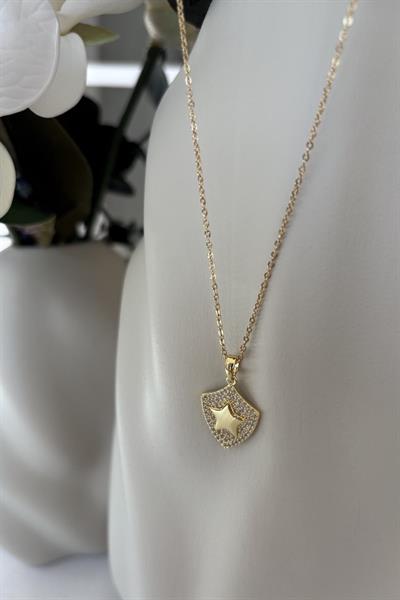 Çelik Gold Taşlı Yıldız Kolye