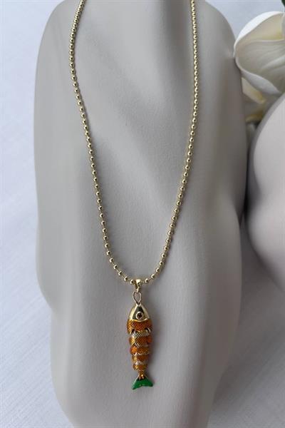 Çelik Gold Turuncu Balık Kolye
