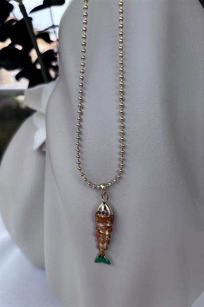 Çelik Gold Turuncu Balık Kolye