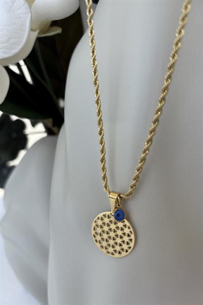 Çelik Gold Yaşam Çiçeği Kolye