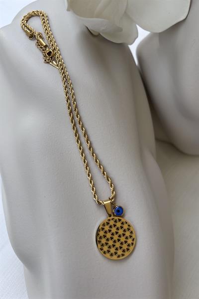 Çelik Gold Yaşam Çiçeği Kolye