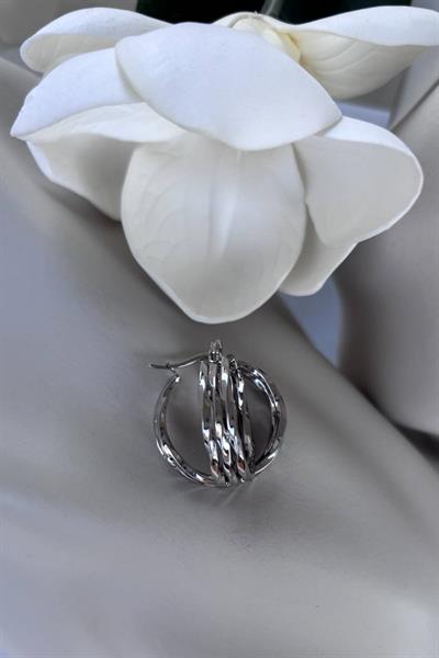 Çelik Gümüş 3lü Halka Küpe