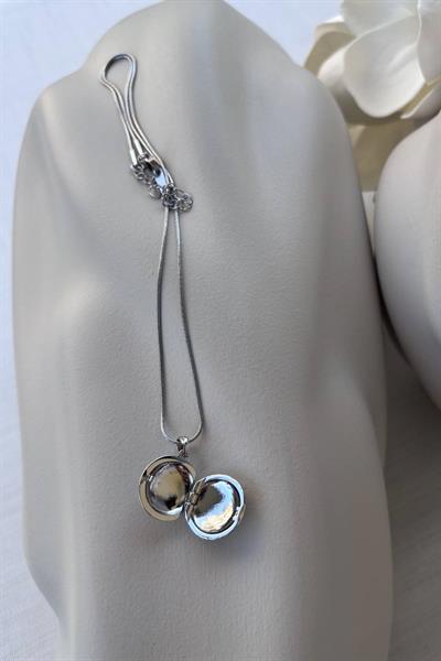 Çelik Gümüş Açılabilir Çiçek Kolye