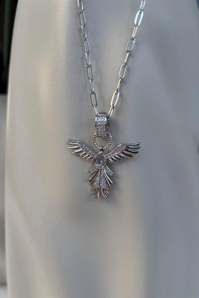 Çelik Gümüş Anka Kuşu Kolye