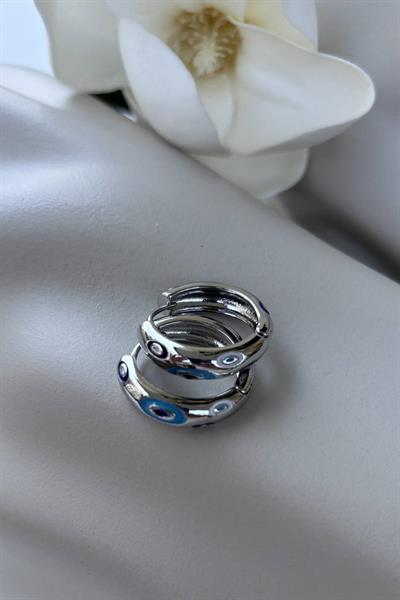 Çelik Gümüş Nazar Küpe