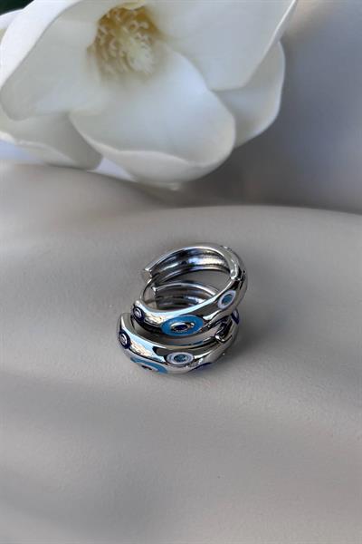 Çelik Gümüş Nazar Küpe