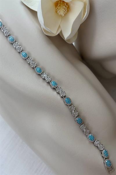 Çelik Gümüş Oval Taşlı Bileklik