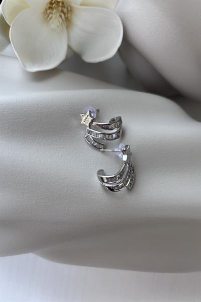 Çelik Gümüş Star Taşlı Küpe