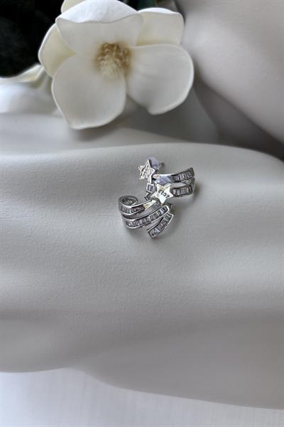 Çelik Gümüş Star Taşlı Küpe