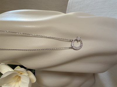 Çelik Gümüş Taşlı Ay Yıldız Kolye