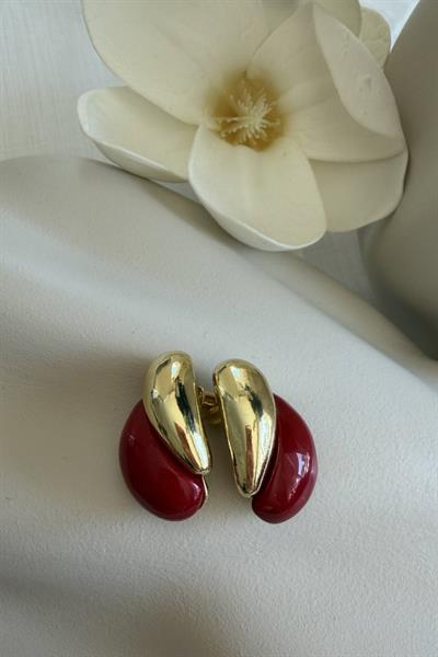 Çelik Kırmızı Aura Küpe