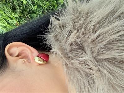 Çelik Kırmızı Aura Küpe