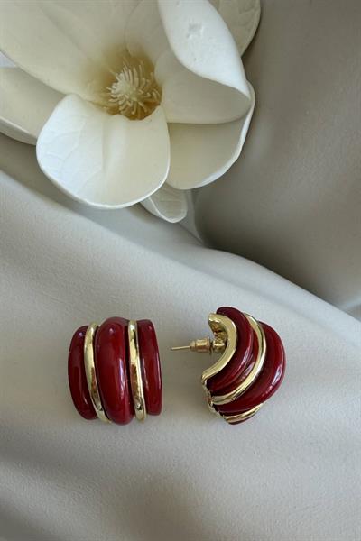 Çelik Koyu Kırmızı Marjinal Küpe