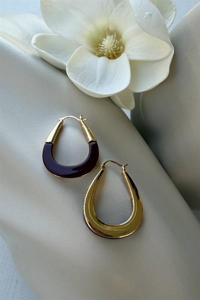 Çelik MNG Acı Kahve Gold Çift Renk Küpe