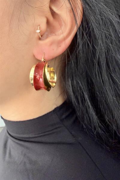 Çelik Red Orbit Küpe