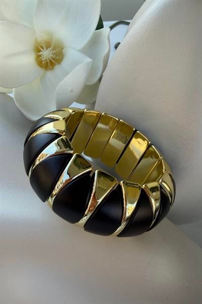 Çelik Zarif Lastik Siyah Bileklik