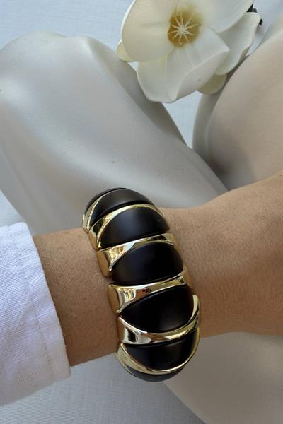 Çelik Zarif Lastik Siyah Bileklik