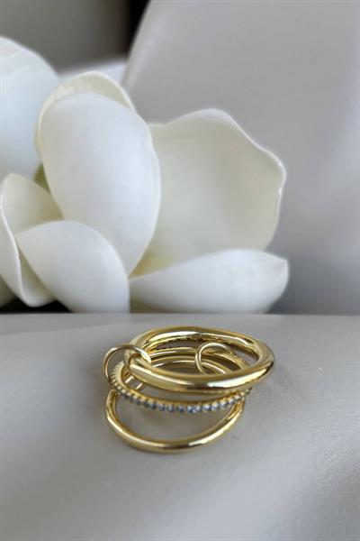 Özel Seri Gold 3lü Lüks Işıltı Yüzük