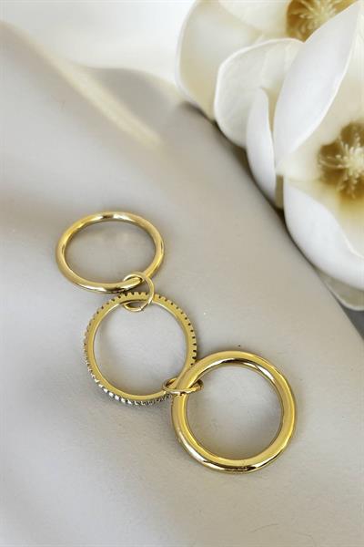Özel Seri Gold 3lü Lüks Işıltı Yüzük