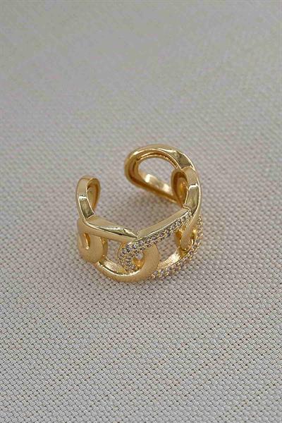 Özel Seri Gold Zirkon Taşlı  Sapphire Yüzük