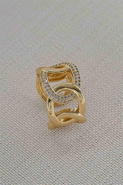 Özel Seri Gold Zirkon Taşlı  Sapphire Yüzük
