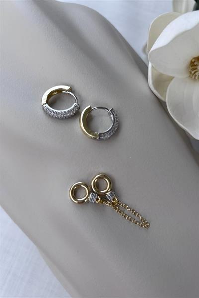 Özel Seri Halka Taşlı Marka Küpe