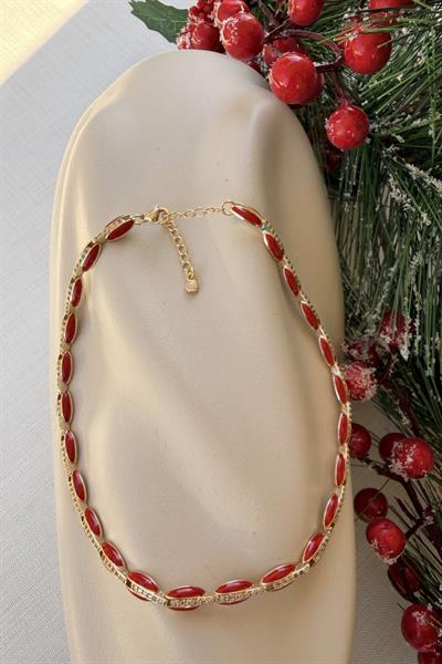 VİP 14K Kırmızı Işıltı Kolye