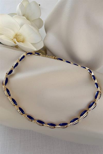 VİP 14K Lacivert Işıltı Kolye